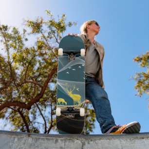 Virvla abstrakta hjortar mini skateboard bräda 18,5 cm