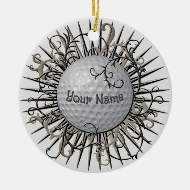 Virvla Golf golfare Julgransprydnad Keramik (Framsidan)