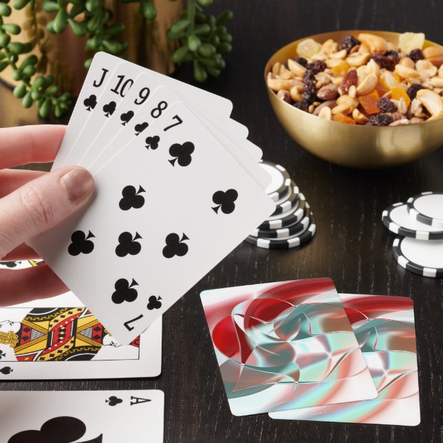 Virvlad delar i mjukt rödkoral till grått casinokort (På plats)