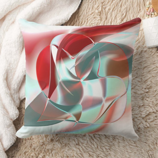 Virvlad delar i mjukt rödkoral till grått kudde (Filt)