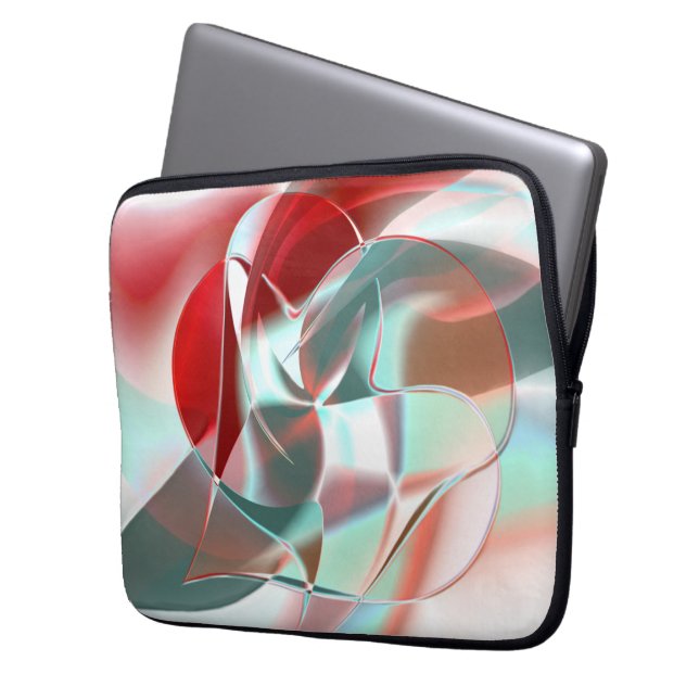 Virvlad delar i mjukt rödkoral till grått laptop fodral (Framsidan Vänster)