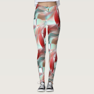 Virvlad delar i mjukt rödkoral till grått leggings