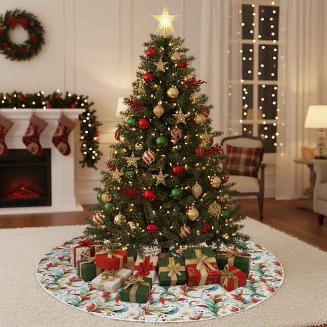 Virvlad julblomma julgransmatta borstad polyester (Skapare uppladdad)