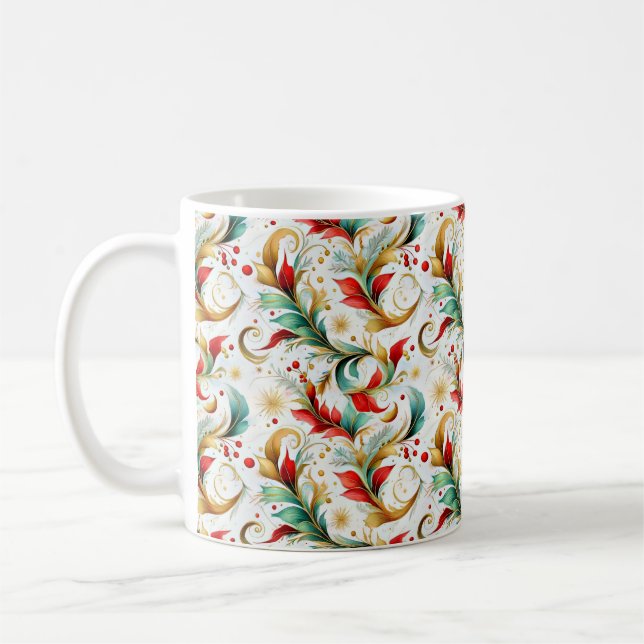 Virvlad julblomma kaffemugg (Vänster)