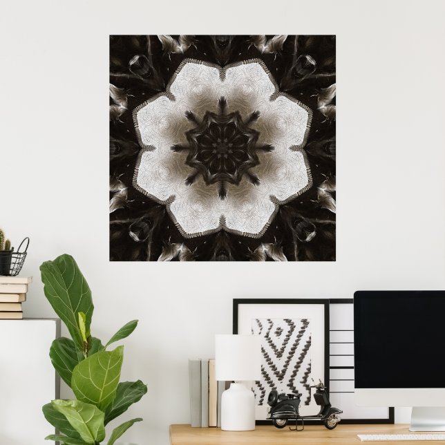 Virvlande Brun Och Krämfärgad Texturerad Mandala Poster (Hemmakontoret)