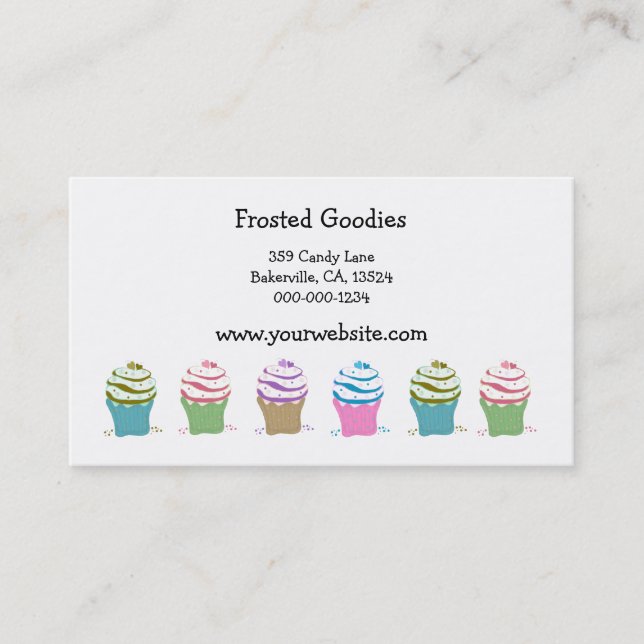 Virvlande Cupcakes Visitkort (Framsida)