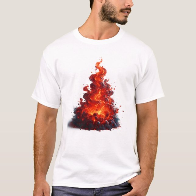 Virvlande Flamma Konst T Shirt (Framsida)