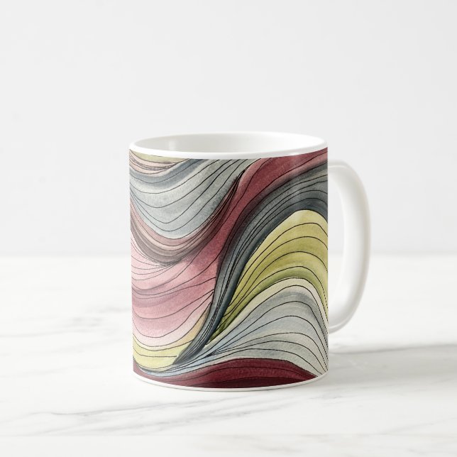 Virvlande Handmålad Abstrakt Akvarellkonst Kaffemugg (Framsida höger)