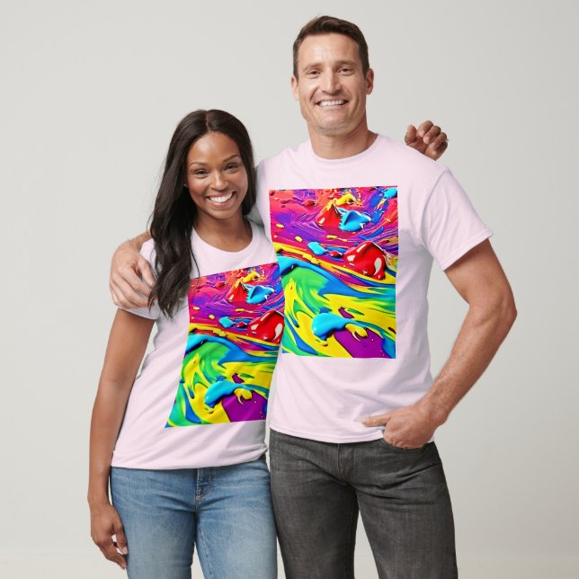 Virvlande livfull konst med färg t shirt (Unisex)