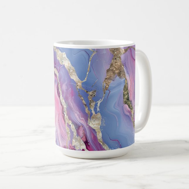 Virvlande mönster av marmorliknande effekt rosa oc kaffemugg (Framsida höger)