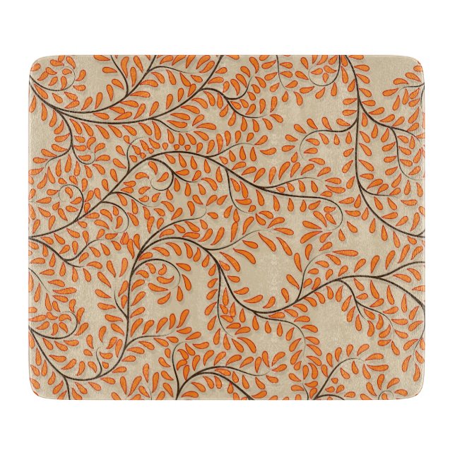 Virvlande orange blad på beige bakgrund (Framsidan)