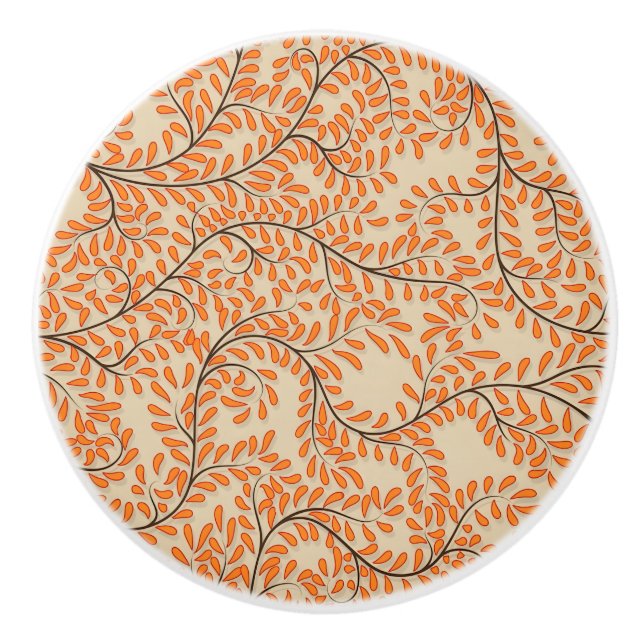 Virvlande orange blad på beige bakgrund knopp (Framsidan)