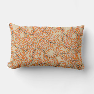 Virvlande orange blad på beige bakgrund lumbarkudde