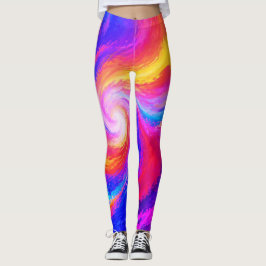 Virvlande regnbåge av färger på anpassade tajta leggings