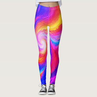 Virvlande regnbåge av färger på anpassade tajta leggings