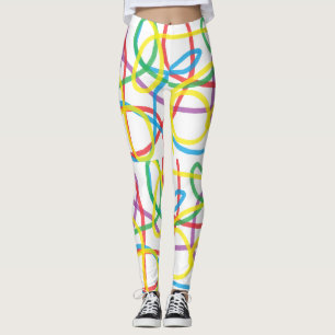 Virvlande röda, lila, blå, gula randiga leggisar leggings