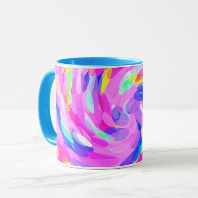 Virvlande Rosa Ljus Djärva Glada Färger Mugg (Framsida vänster)