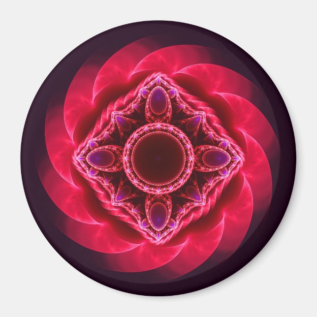 Virvlande rött ornament magnet (Framsidan)