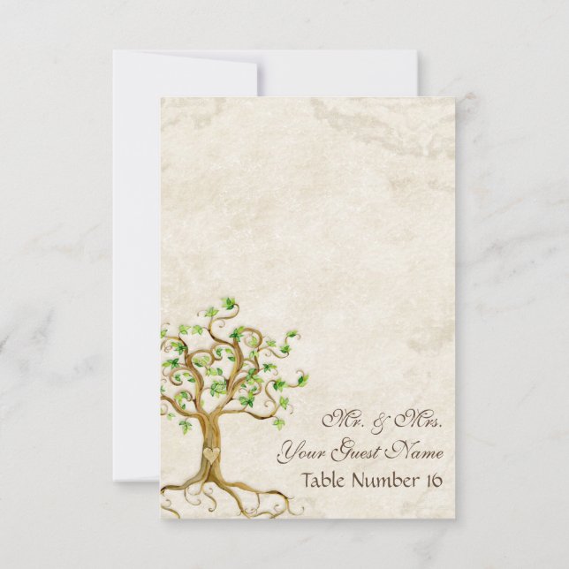 Virvlande trädrotter Antik pergament Bordskort Num (Baksida)