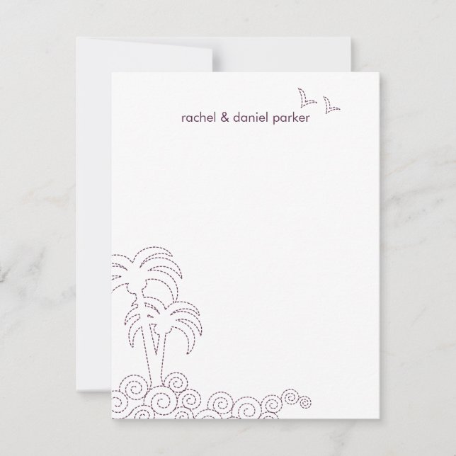 Virvlande vågor Tackkort - Aubergine Tack Kort (Framsida)