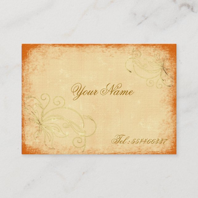 virvlande vintage blommotiv visitkort (Framsida)