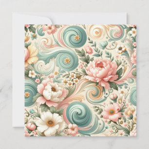 Virvlar av vismisk Blommigt i pastellform Inbjudningar