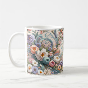 Virvlar av vismisk Blommigt i pastellform Kaffemugg