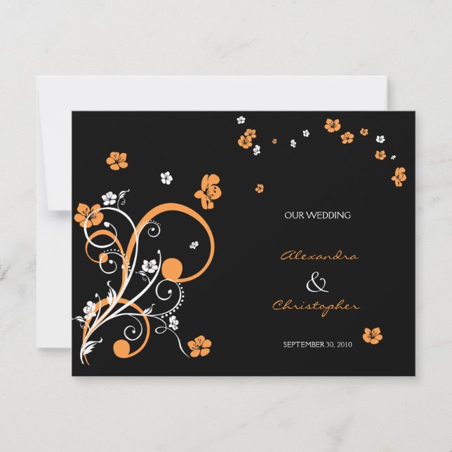 Virvlar & Blommor Elegant Bröllopsannonsering Inbjudningar (Framsida)