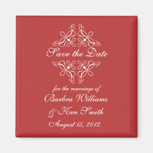 Virvlar i Candy Red Save The Date Magnet