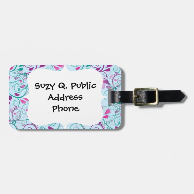 Virvlar runt den purpurfärgade rosa blom- bagagebricka (Horisontell Framsida)