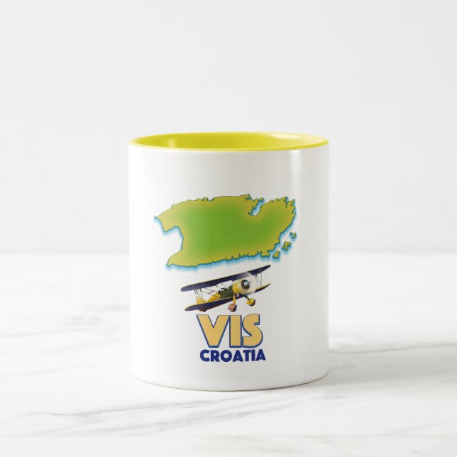 Vis Kroatien karta Två-Tonad Mugg (Center)