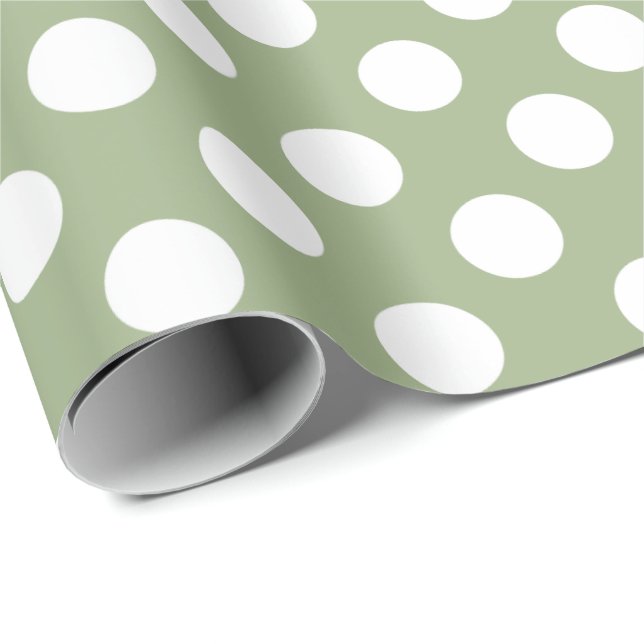 Vis mangrönt- och vitpolka dots presentpapper (Rullad Hörn)