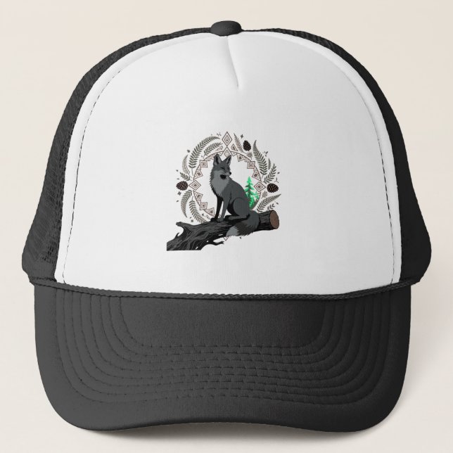 Vis silhouette av räv Natur Talisman Grafisk Konst Keps (Framsida)