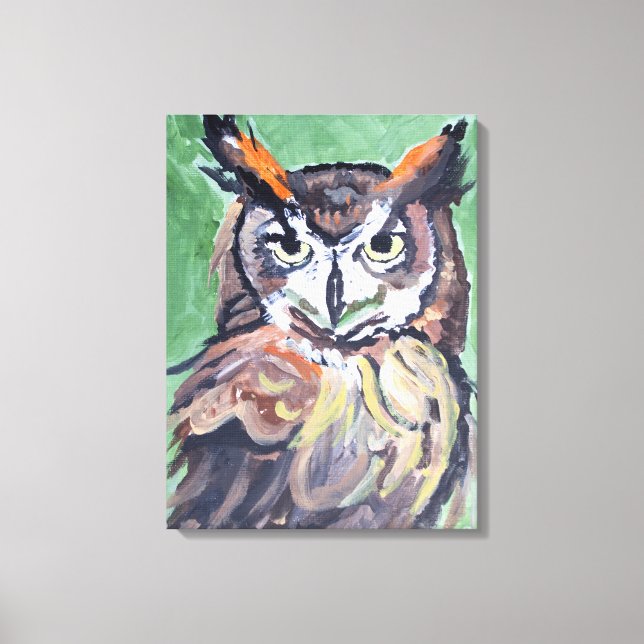Vis tavlor med vis hornuggla på canvas (Framsida)