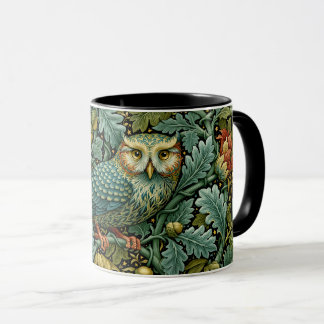 Vis Ugglan & Murgröna William Morris Stil Målad Ko Mugg