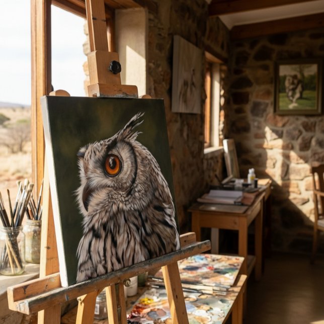 Vis Wise Owl Painting Liten Canvastryck (On Easel (size may vary))