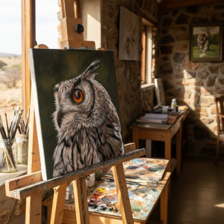 Vis Wise Owl Painting Stor Canvastryck