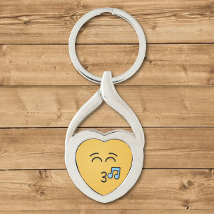 Visa Ansikte med leende Öga Twisted Heart Silverfärgad Nyckelring