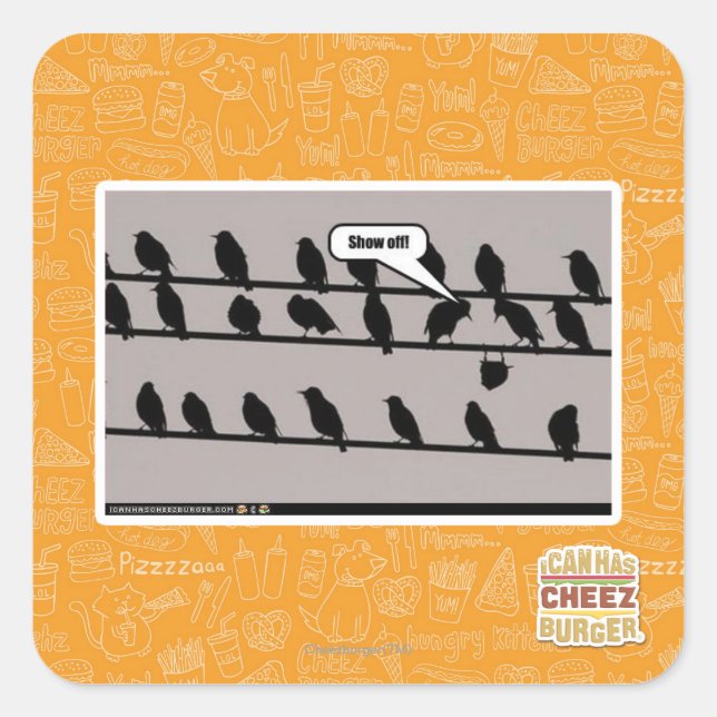 Visa av! fyrkantigt klistermärke (Framsida)