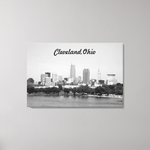 Visa B&W-Kanvastrycket Cleveland Ohio Sjö Canvastryck