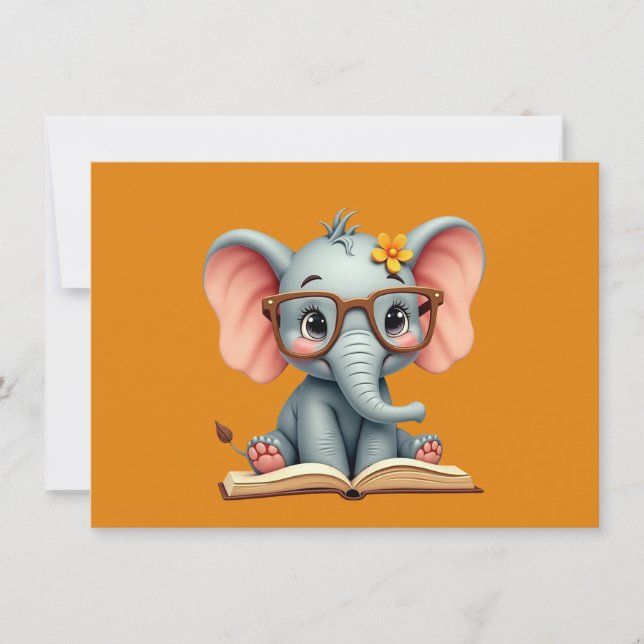 Visa baby elefant tack kort (Framsida)