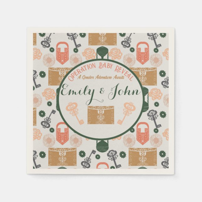 Visa babystövel för Gender i Escape-rum Pappersservett (Framsidan)