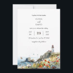 Visa Beach Wedding Inbjudningar<br><div class="desc">Vi presenterar en naturlig elegans till ditt bröllop med vår Wildblomsterbröllopsinbjudan. Det här vackert utformade kortet har ett seriöst fyr som står stolt på en kust försedd med levande vilda blommor. Den fredliga scenen fångar fjärilar och bin som flödar bland blommorna, och det lugna havet ger en häpnadsväckande bakgrund. Perfekt...</div>