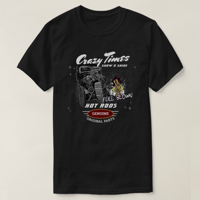 Visa blåa Fullt i Shine Hot rod T Shirt (Design framsida)