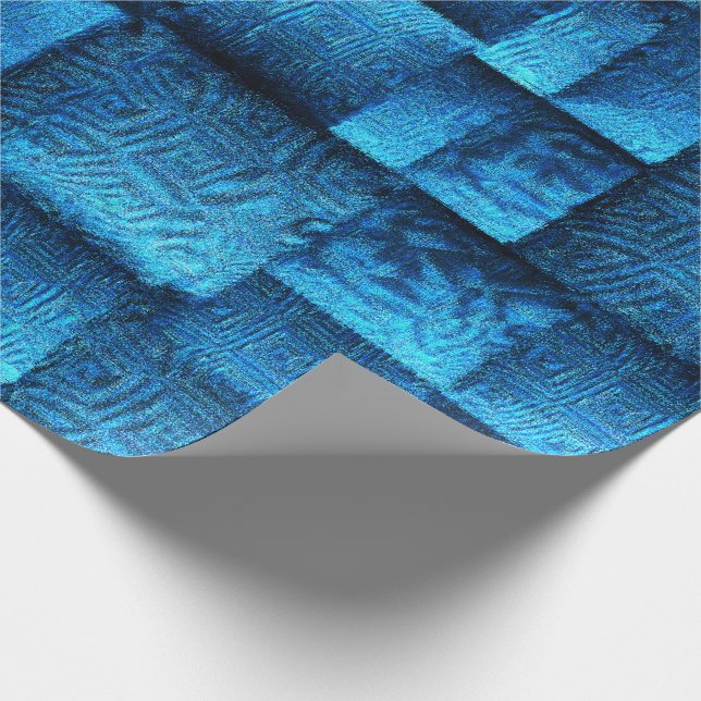 Visa blåa fyrkanter med abstrakt teckning presentpapper (Hörn)