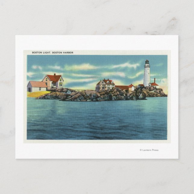 Visa Boston Harbour och Boston Lighthouse Vykort (Framsida)