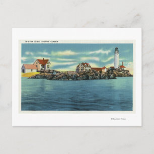 Visa Boston Harbour och Boston Lighthouse Vykort