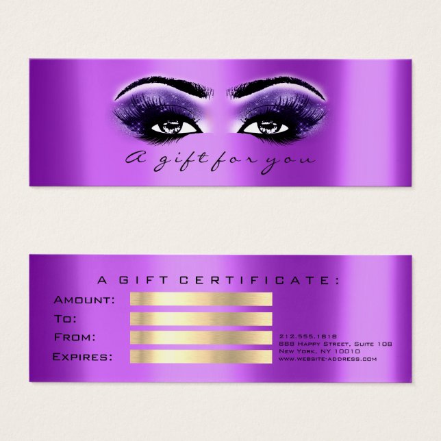 Visa certifikat Lila Violet Lash Makeup (Framsida & baksida)