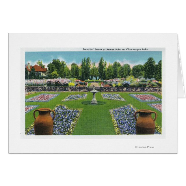 Visa Chautauqua Sjö Gods Gardens Hälsningskort (Framsidan Horizontal)