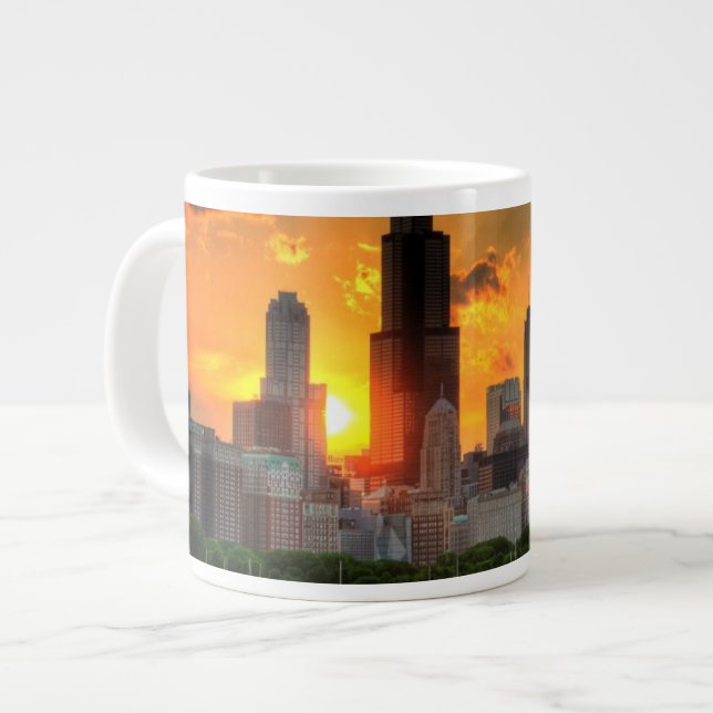 Visa Chicago's skyline från Adler Jumbo Mugg (Framsida vänster)